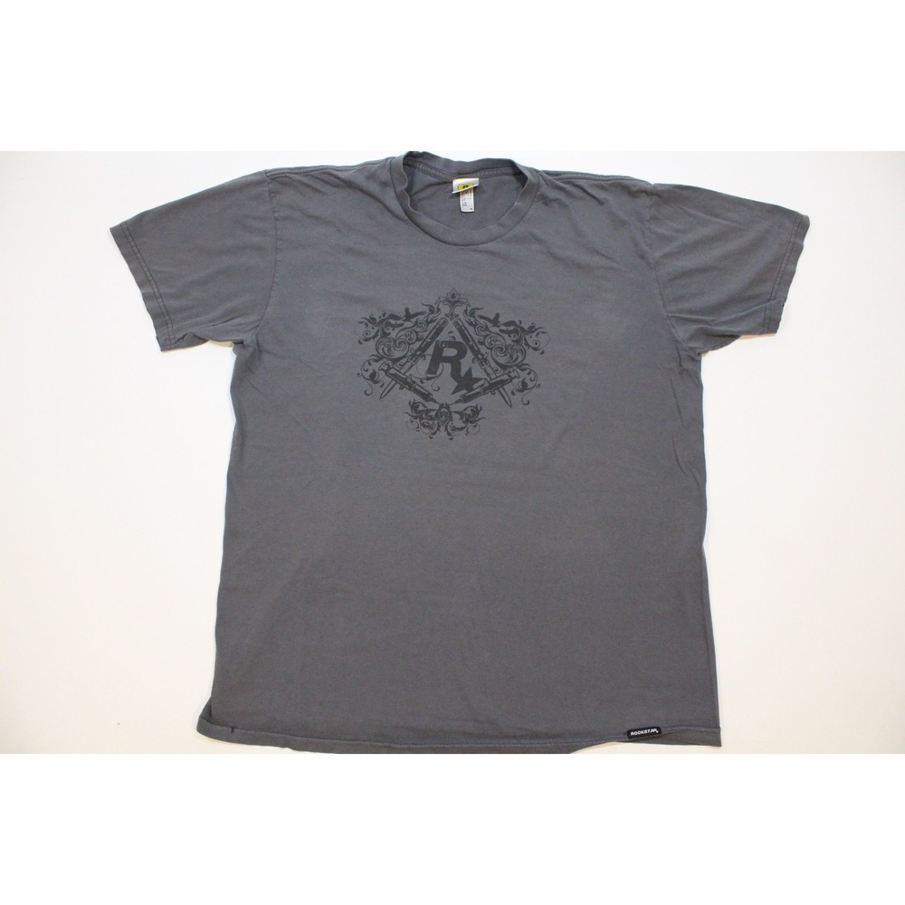 Rockstar Games Gray Masonic Style Logo T-Shirt Size XL GTA IV V Red Dead